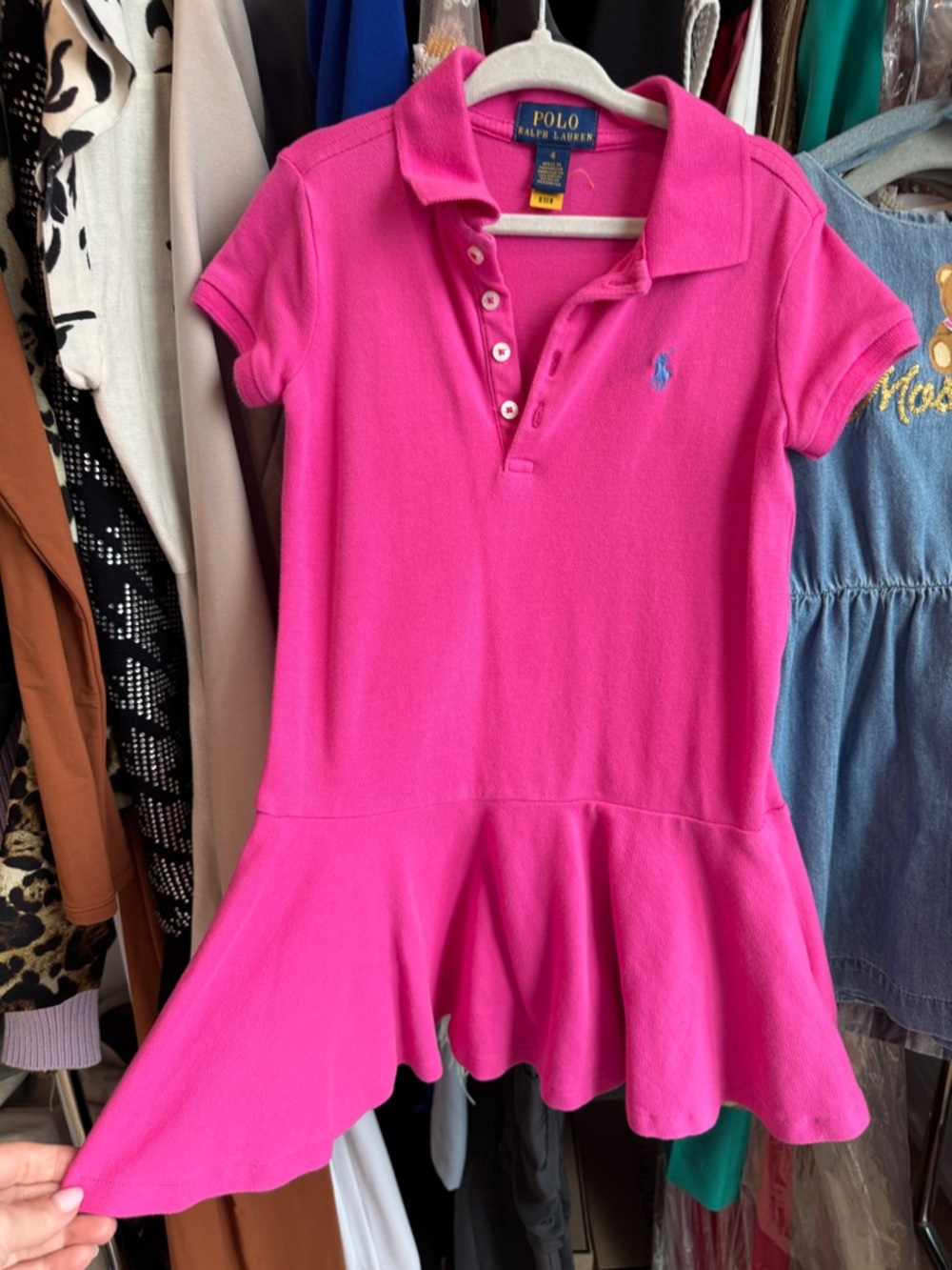Polo by Ralph Lauren Hot Pink Girls' Polo Peplum Dress